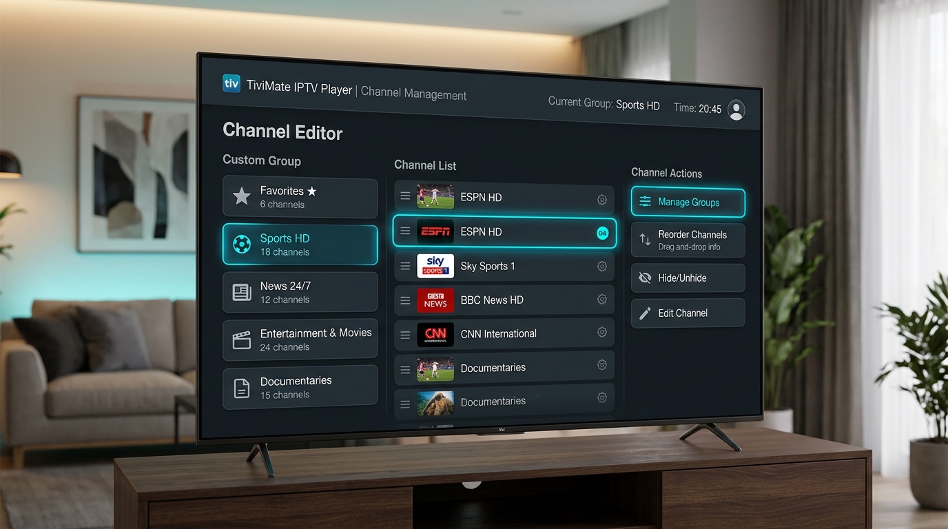 How to Organize Channel Groups and Hide Unwanted Categories in TiviMate - Step-by-Step TiviMate Pro IPTV USA Guide for how to organize channels in TiviMate